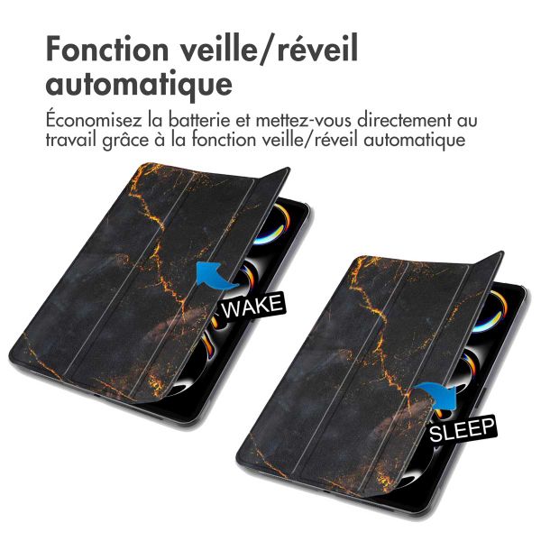 imoshion Coque tablette Design Trifold Apple iPad Pro 11 (2024) M4 - Black Marble