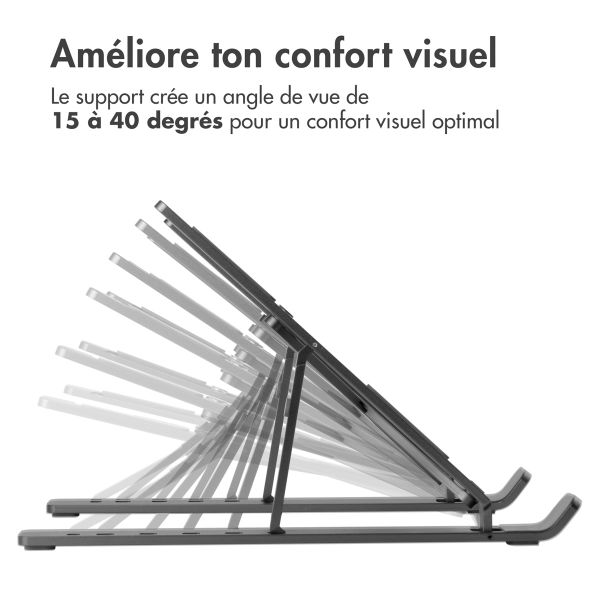 Accezz Support pour ordinateur portable - Support pour laptop - Réglable et pliable - Gris
