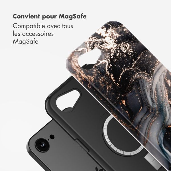 Selencia Coque arrière Vivid avec MagSafe Apple iPhone 16e - Chic Marble Black