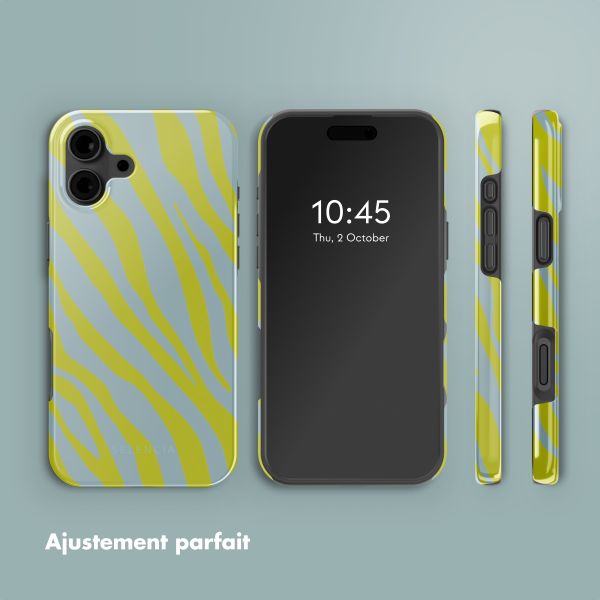 Selencia Coque arrière Vivid avec MagSafe Apple iPhone 16 - Zebra Winter Sky Titanium Yellow