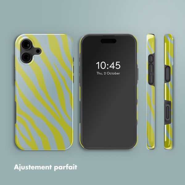 Selencia Coque arrière Vivid Tough avec MagSafe iPhone 16 - Zebra Winter Sky Titanium Yellow