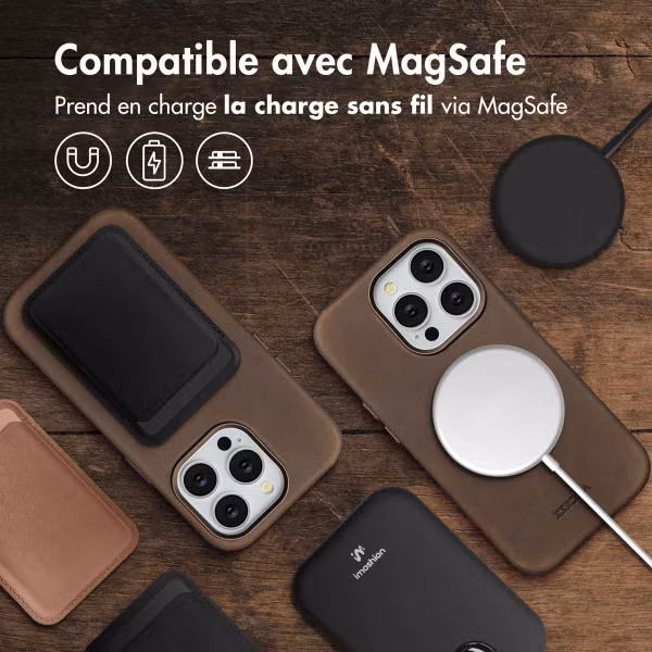 Accezz Coque MagSafe en cuir vintage Apple iPhone 14 Pro - Rustic Brown