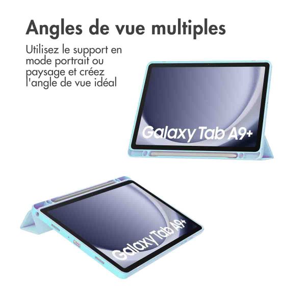 imoshion Coque tablette rigide Trifold Samsung Galaxy Tab A9 Plus - Bleu clair