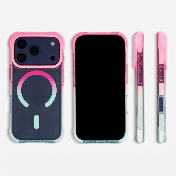 Selencia Coque arrière MagSafe Gradient Apple iPhone 17 Pro - Rose / Bleu