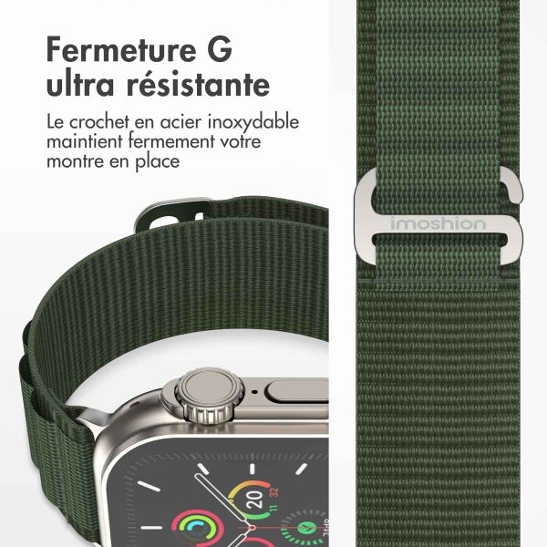 imoshion Bracelet en nylon Alpine Apple Watch Series 1 t/m 9 / SE (38/40/41 mm) | Series 10 / 11 (42 mm) - Vert