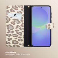 Selencia Étui de télephone portefeuille imprimé léopard Sabi Samsung Galaxy A36 / A56 - Soft Ivory