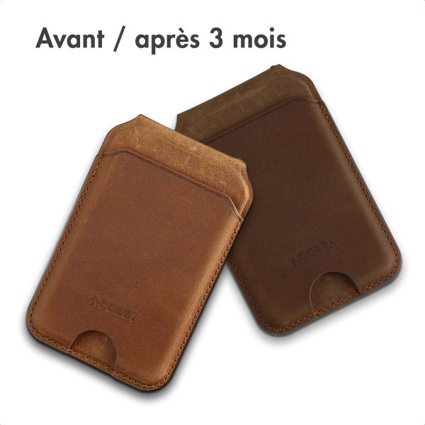Accezz Porte-cartes MagSafe en cuir vintage avec support - Tobacco Cognac