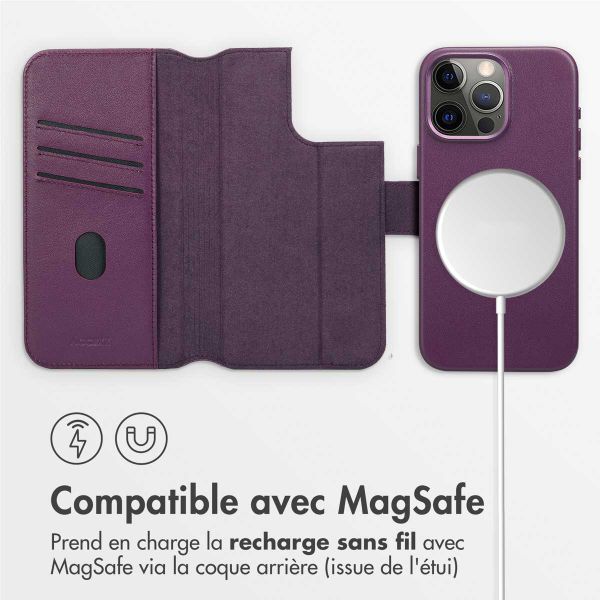 Accezz Étui de téléphone portefeuille en cuir 2-en-1 avec MagSafe iPhone 15 Pro Max - Heath Purple