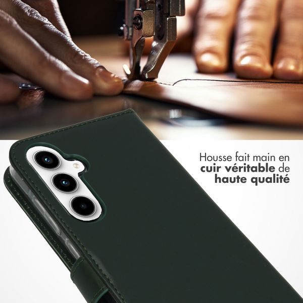 Selencia Étui portefeuille en cuir véritable Samsung Galaxy A55 - Vert