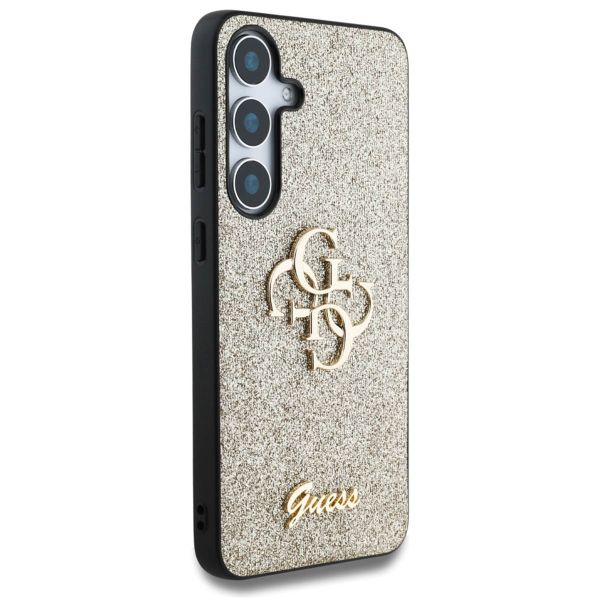 Guess Coque 4G Metal Logo Glitter Samsung Galaxy S25 - Doré