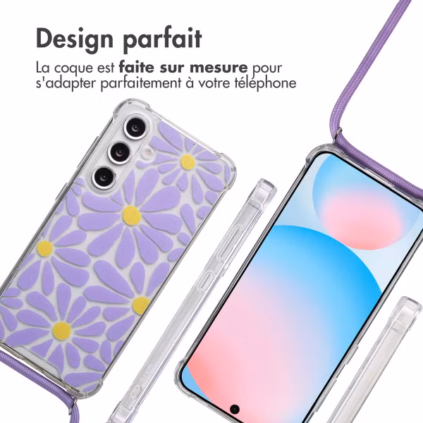 imoshion Coque Design avec cordon Samsung Galaxy S24 FE - Tropical Violet Flowers Connect