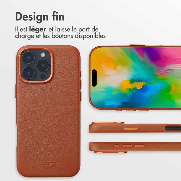 Accezz Coque arrière en cuir avec MagSafe Apple iPhone 16 Pro Max - Sienna Brown