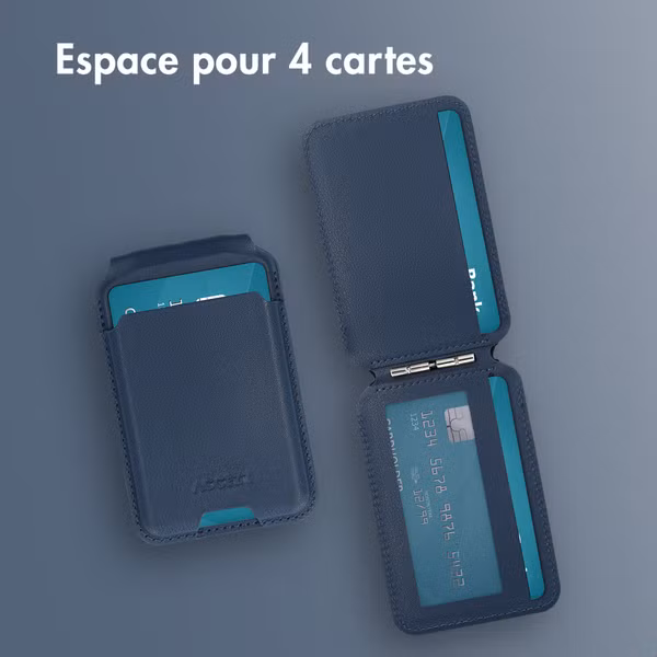 Accezz Portefeuille en cuir magnétique avec support - Compatible avec Apple Find My - Nightfall Blue
