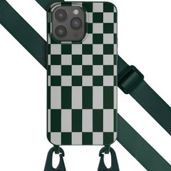 Selencia Coque design en silicone avec cordon amovible Apple iPhone 15 Pro Max - Irregular Check Green