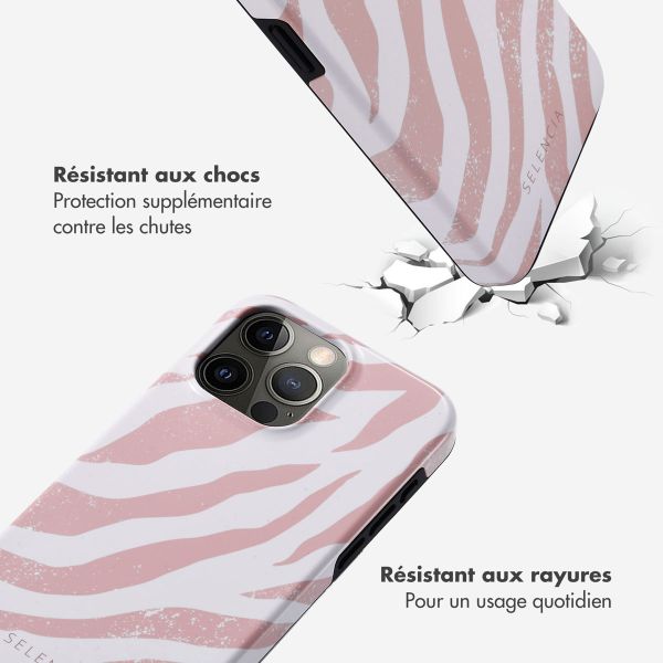 Selencia Coque arrière Vivid Tough iPhone 15 Pro Max - Colorful Zebra Old Pink