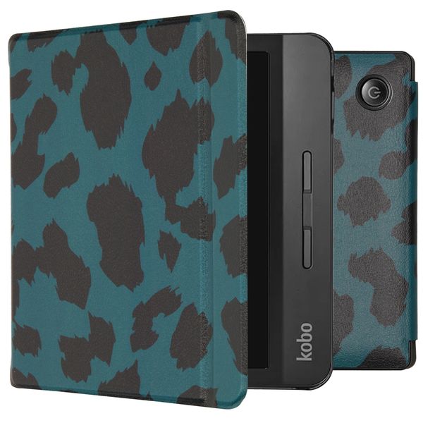 imoshion ﻿Design Slim Hard Sleepcover avec support Kobo Libra H2O - Green Leopard