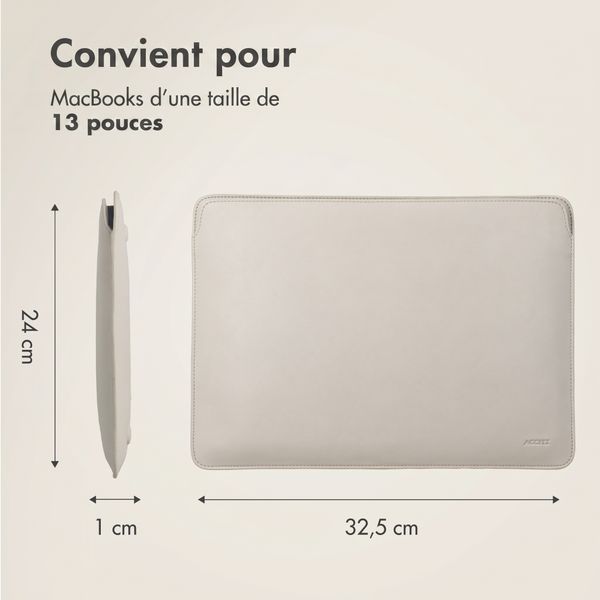 Accezz Leather Pochette ordinateur le Apple MacBook 13 pouces - Beige