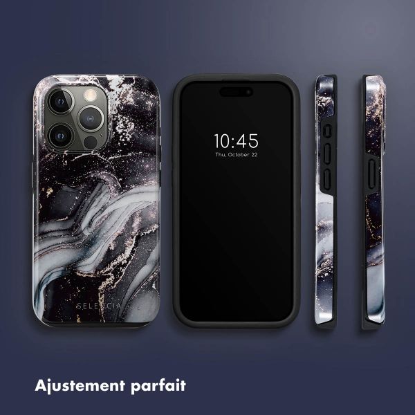 Selencia Coque arrière Vivid Tough iPhone 15 Pro - Chic Marble Black