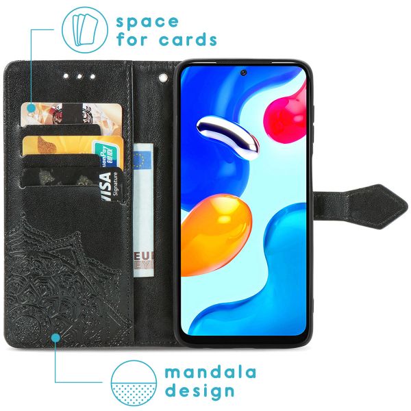 imoshion Etui de téléphone portefeuille Mandala Xiaomi Redmi Note 11 (4G) / Note 11S (4G) - Noir