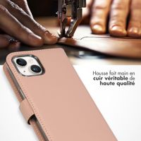 Selencia Étui de téléphone portefeuille en cuir véritable iPhone 15 Plus - Dusty Pink