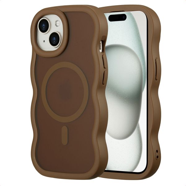 Selencia Coque arrière Wavy avec MagSafe Apple iPhone 15 - Mocha Brown
