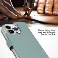 Selencia Étui portefeuille en cuir véritable Apple iPhone 14 Pro - Air Blue