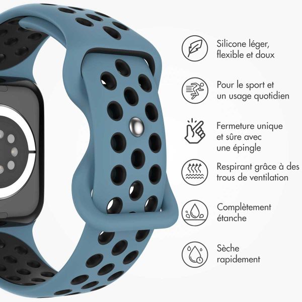 imoshion Bracelet sport⁺ Apple Watch Series 1 á 9 / SE (38/40/41 mm) | Series 10 / 11 (42 mm) - Taille S/M - Celestial Teal & Black