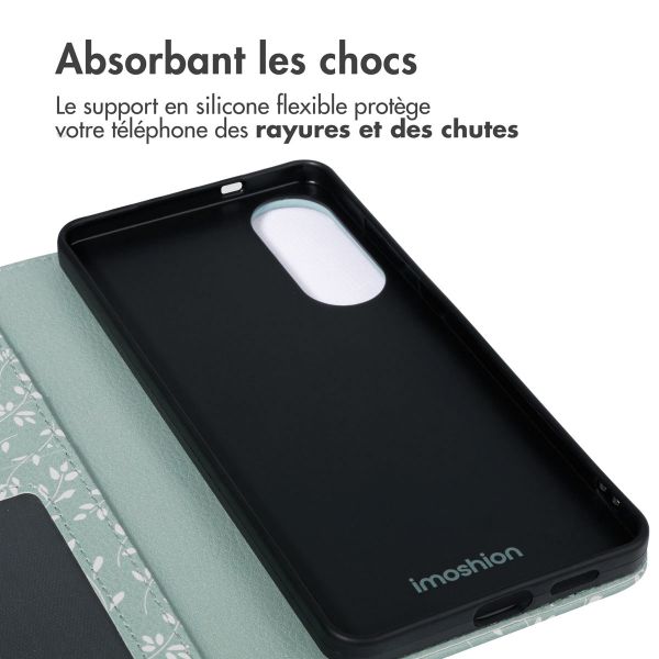 imoshion Étui de télephone portefeuille Design Samsung Galaxy S25 Edge - Smoke Green Flowers