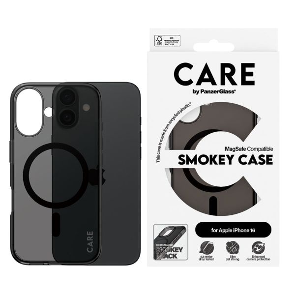 CARE by PanzerGlass Coque Smokey Urban Combat MagSafe iPhone 16 - Noir