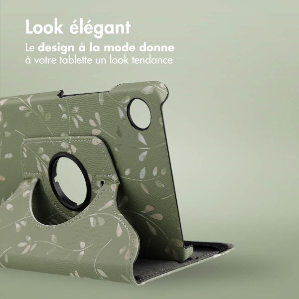 imoshion Coque tablette Design rotatif à 360° Samsung Galaxy Tab A9 8.7 pouces - Green Flowers