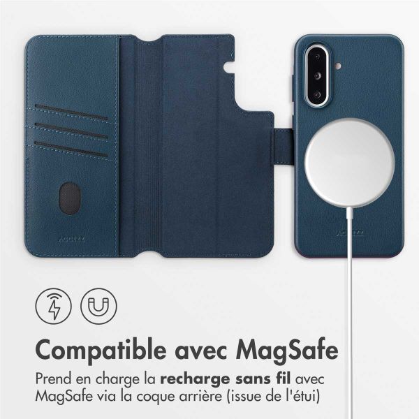 Accezz Étui de télephone portefeuille en cuir 2-en-1 avec MagSafe Samsung Galaxy A36 / A56 - Nightfall Blue