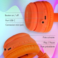 imoshion Casque sans fil pour enfants LED Light Cat Ear - Limiteur de décibels - Avec câble AUX - Orange