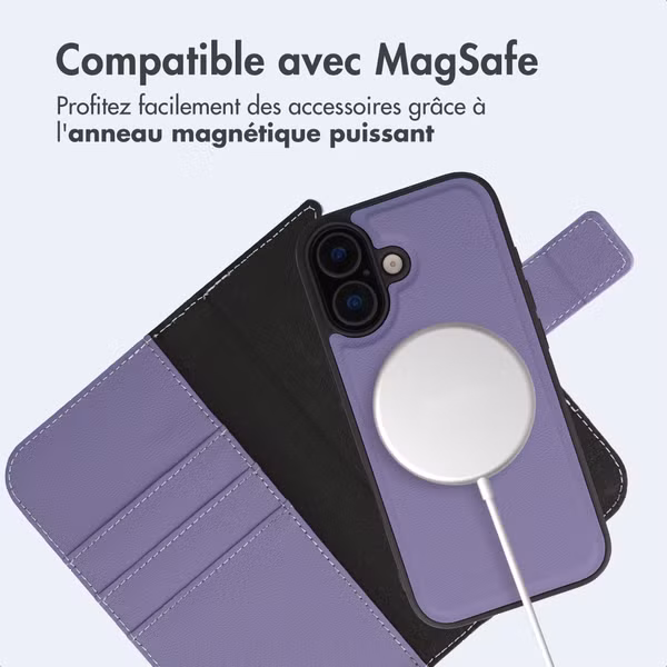 imoshion Étui portefeuille luxe 2-en-1 amovible Apple iPhone 16 - Violet
