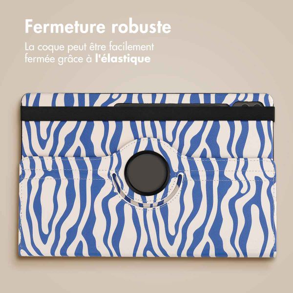 imoshion Coque Design rotatif à 360° Samsung Galaxy Tab S10 Ultra / Tab S9 Ultra - White Blue Stripes