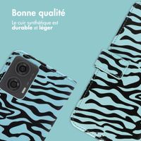 imoshion Étui de télephone portefeuille Design Motorola Moto G24 Power - Black Blue Stripes