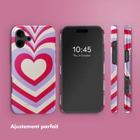 Selencia Coque arrière Vivid Tough avec MagSafe iPhone 16 - Double Hearts Rubine Red Lilac