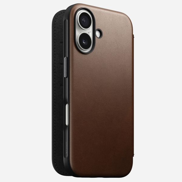 Nomad Étui de téléphone portefeuille Modern Leather Folio iPhone 16 - Brown