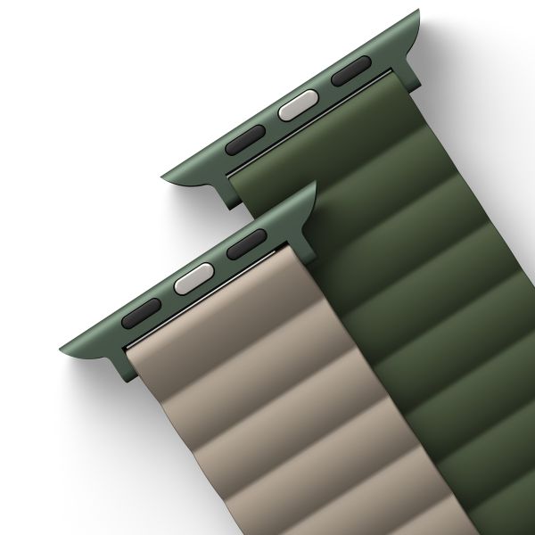 Uniq Bracelet Revix réversible Apple Watch Series 1 t/m 11 / SE / Ultra (44/45/46/49 mm) - Pine (Green/Taupe)