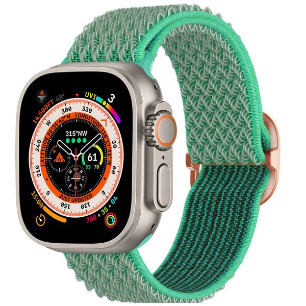 imoshion Bande élastique en nylon Apple Watch Series 1-10 / SE / Ultra (2) - 42/44/45/46/49 mm - Turquoise