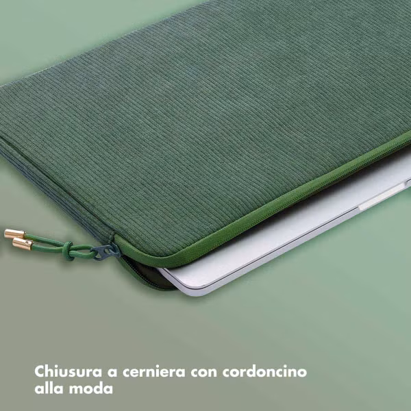 Selencia Pochette ordinateur Corduroy 15-16 pouces - Sage Green