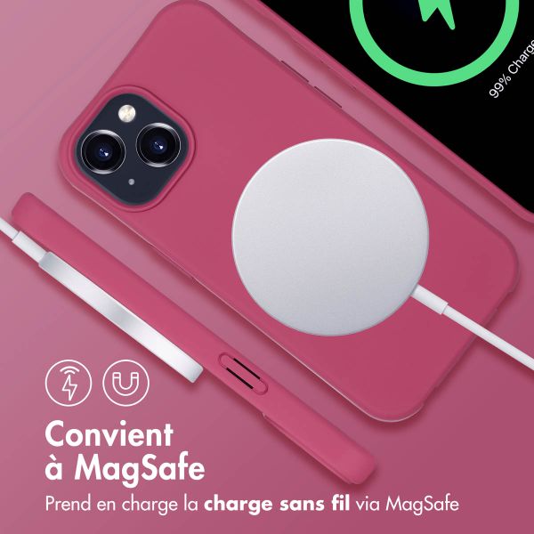 imoshion Coque de couleur avec cordon amovible MagSafe iPhone 15 - Raspberry