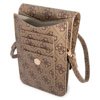 Guess Sacoche de téléphone bandoulière - Pochette d'épaule pour smartphone avec lanière logo 4G - Brun