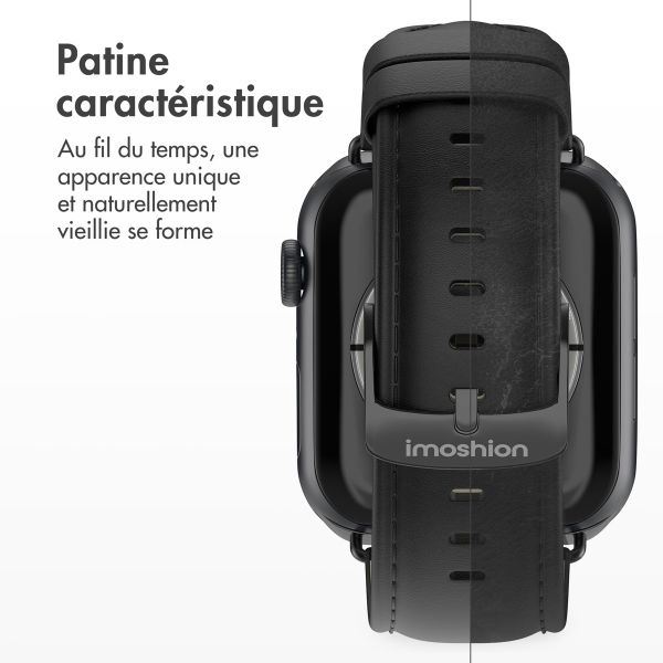 imoshion Bracelet en cuir Classique Apple Watch Series 1 á 10 / SE / Ultra (2) (44/45/46/49 mm) - Noir