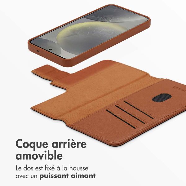 Accezz Étui de téléphone portefeuille en cuir 2-en-1 avec MagSafe Samsung Galaxy S25 - Sienna Brown