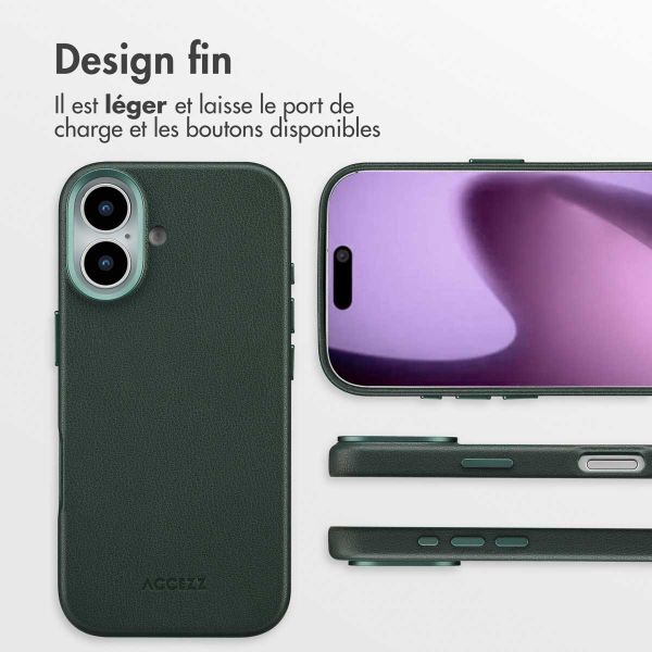 Accezz Coque arrière en cuir avec MagSafe Apple iPhone 17 - Cedar Green