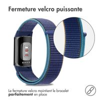 imoshion Bracelet en nylon le Fitbit Charge 5 / Charge 6 - Taille S - Bleu foncé