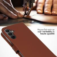 Selencia Étui portefeuille en cuir véritable Samsung Galaxy A15 (5G/4G) - Marron clair