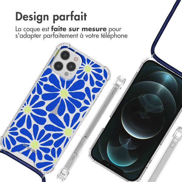 imoshion Coque Design avec cordon Apple iPhone 12 (Pro) - Cobalt Blue Flowers Connect