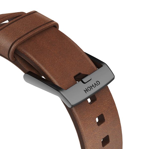 Nomad Bracelet en cuir moderne Apple Watch Series 1 á 10 / SE / Ultra (2) (44/45/46/49 mm) - Marron/Noir