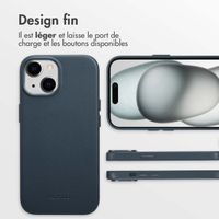 Accezz Coque arrière en cuir avec MagSafe Apple iPhone 15 - Nightfall Blue